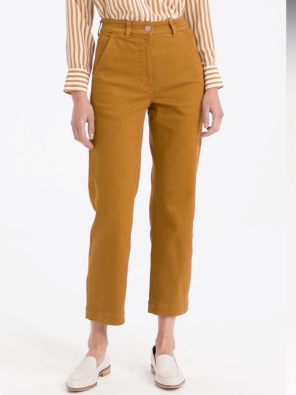 Everlane High-Rise Straight Crop Cottagecore Jeans in Mustard